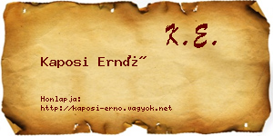 Kaposi Ernő névjegykártya